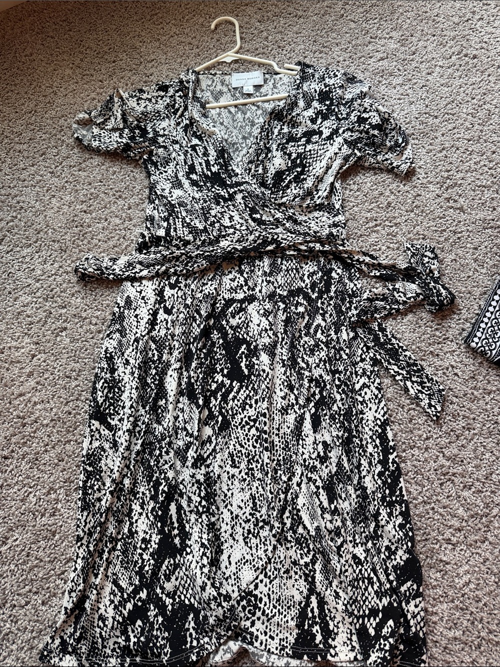 Wrap Dress in Black and White Snake Print